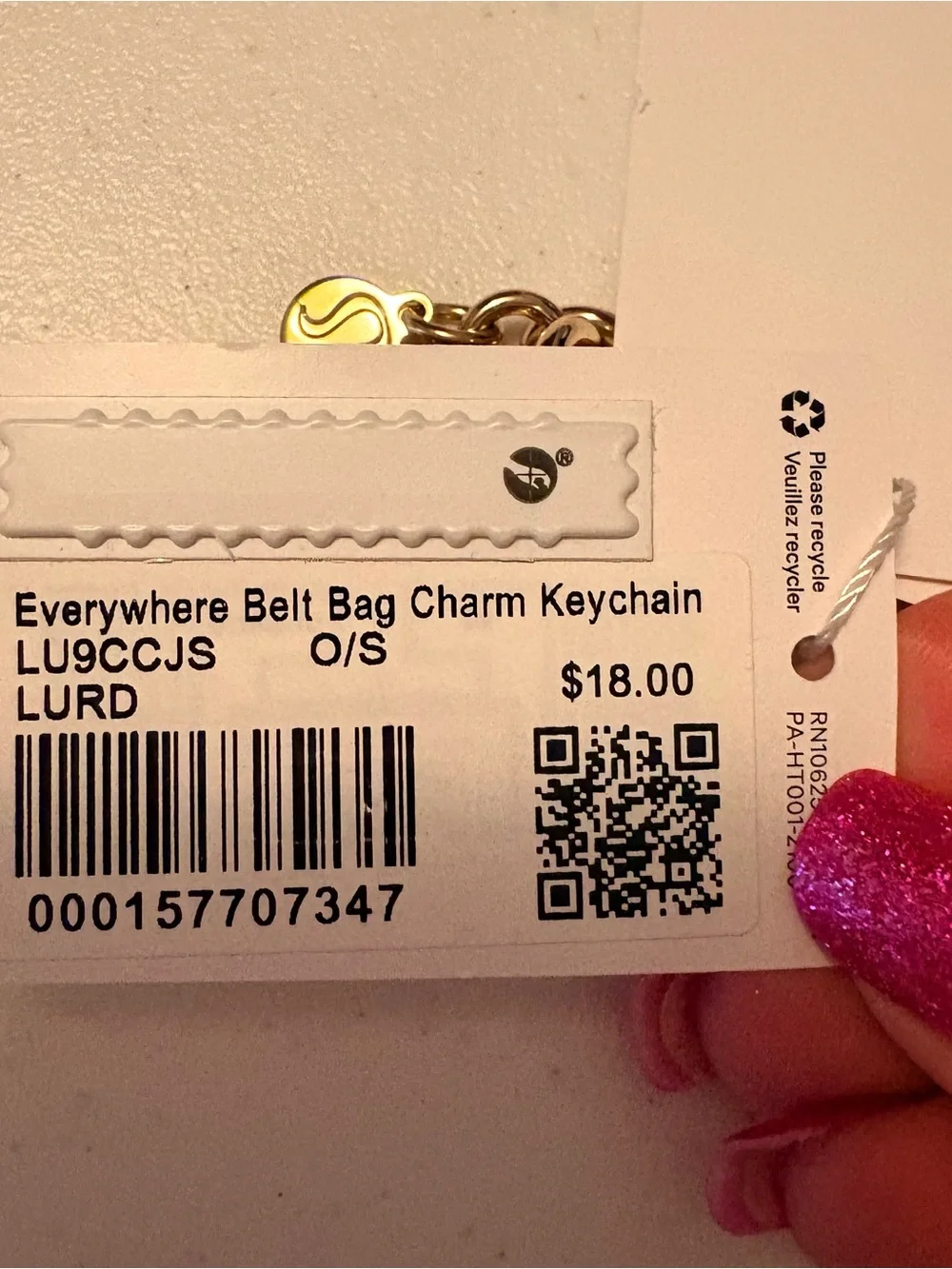 Lululemon Everywhere Belt Bag charm keychain
